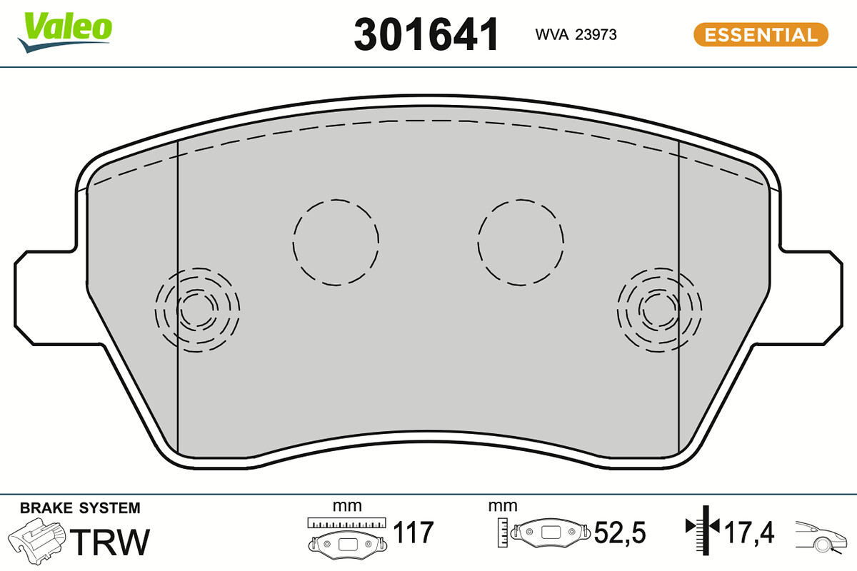 Kit pastiglie freno, Freno a disco - 301641 VALEO